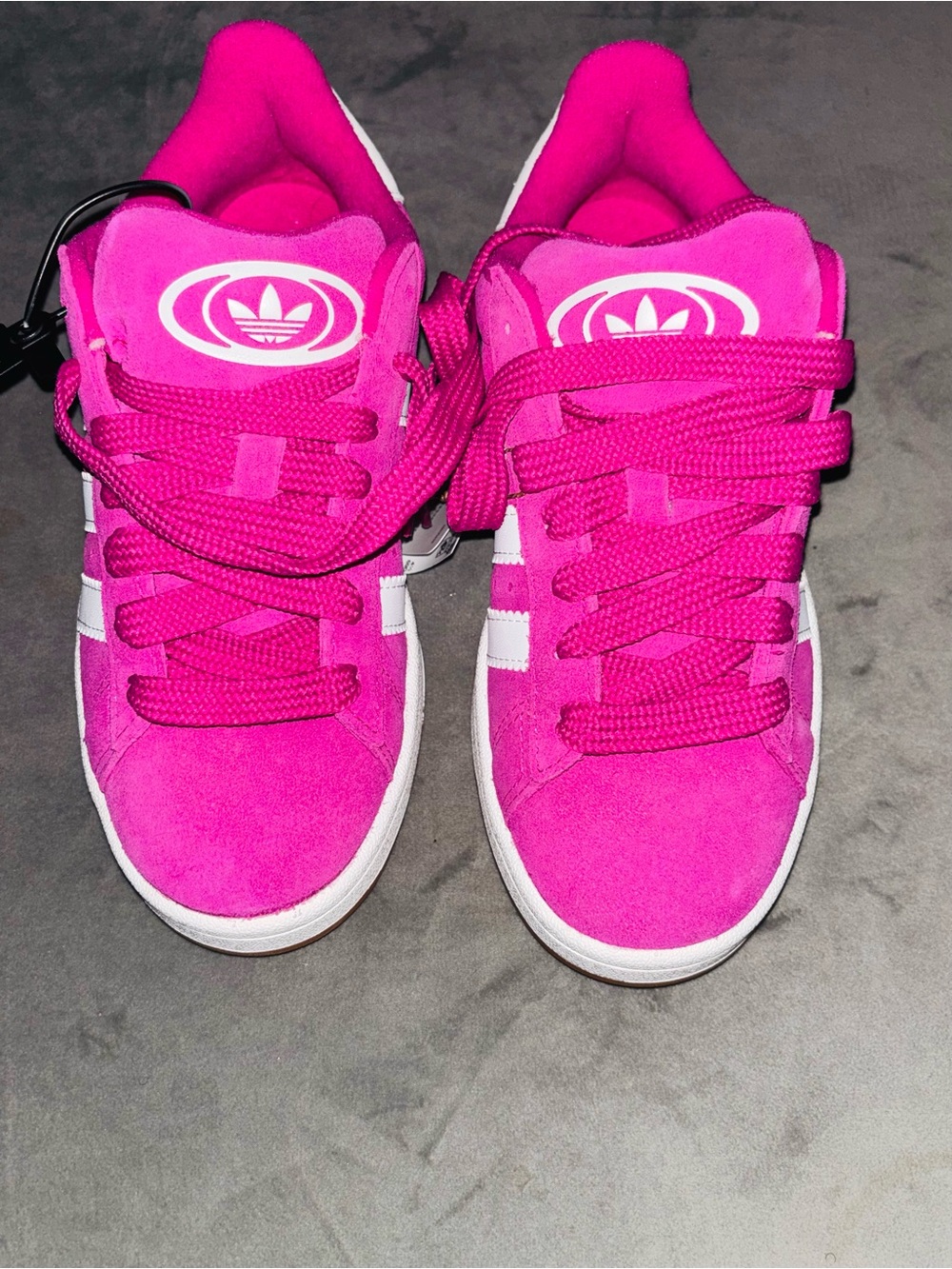 adidas Women's Hot Pink Suede Sneakers with White Stripes